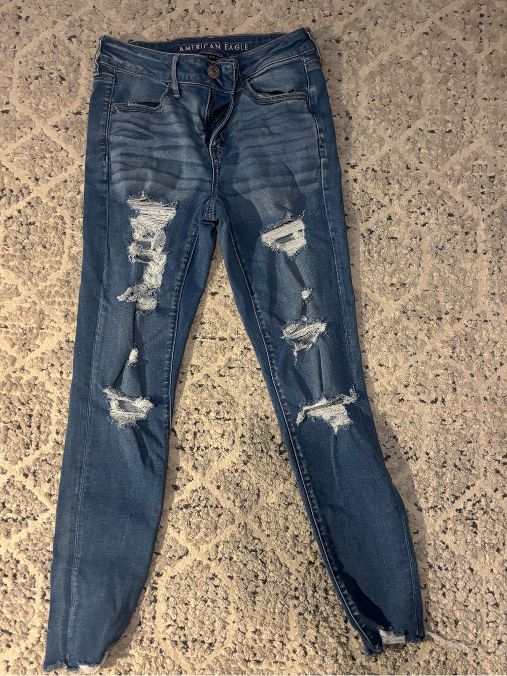American Eagle Outfitters Women's Ripped Skinny Jeans - Dark Blue